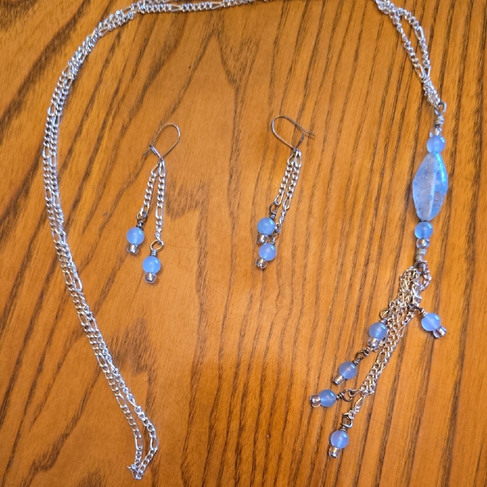 Elegant Silver and Blue Jewelry Set